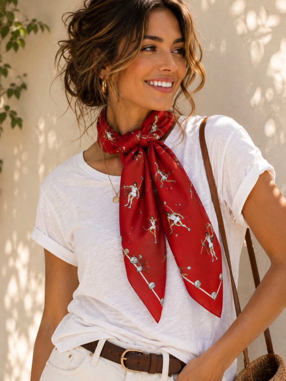 Vintage Echo Tennis Silk Scarf | Country Club Preppy Tennis Motif Chic Glam